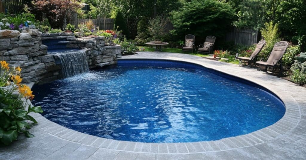 pool with rock waterfall, concept of Top Custom Pool Designers in Magnolia, TX